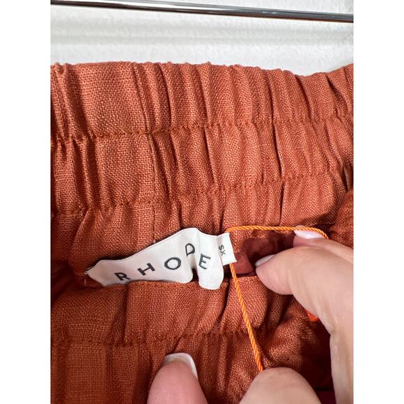 NWT Rhode Kina Linen Pull On Smocked Elastic Waistband Short Clove Size: XS - Picture 5 of 7